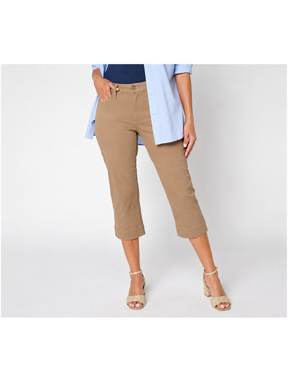 NYDJ Marilyn Regular Straight Leg Capri Jeans Cool Embrace Toasted Coconut, 16W